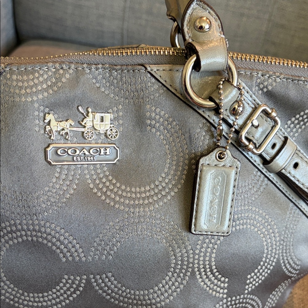 COACH Madison Dotted Op Art Sophia Satchel with Removable Strap 14”x10”x3” - Picture 6 of 12